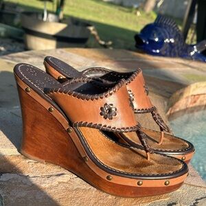 Jack Rogers Brown Wedge Sandals 7.5 Ladies